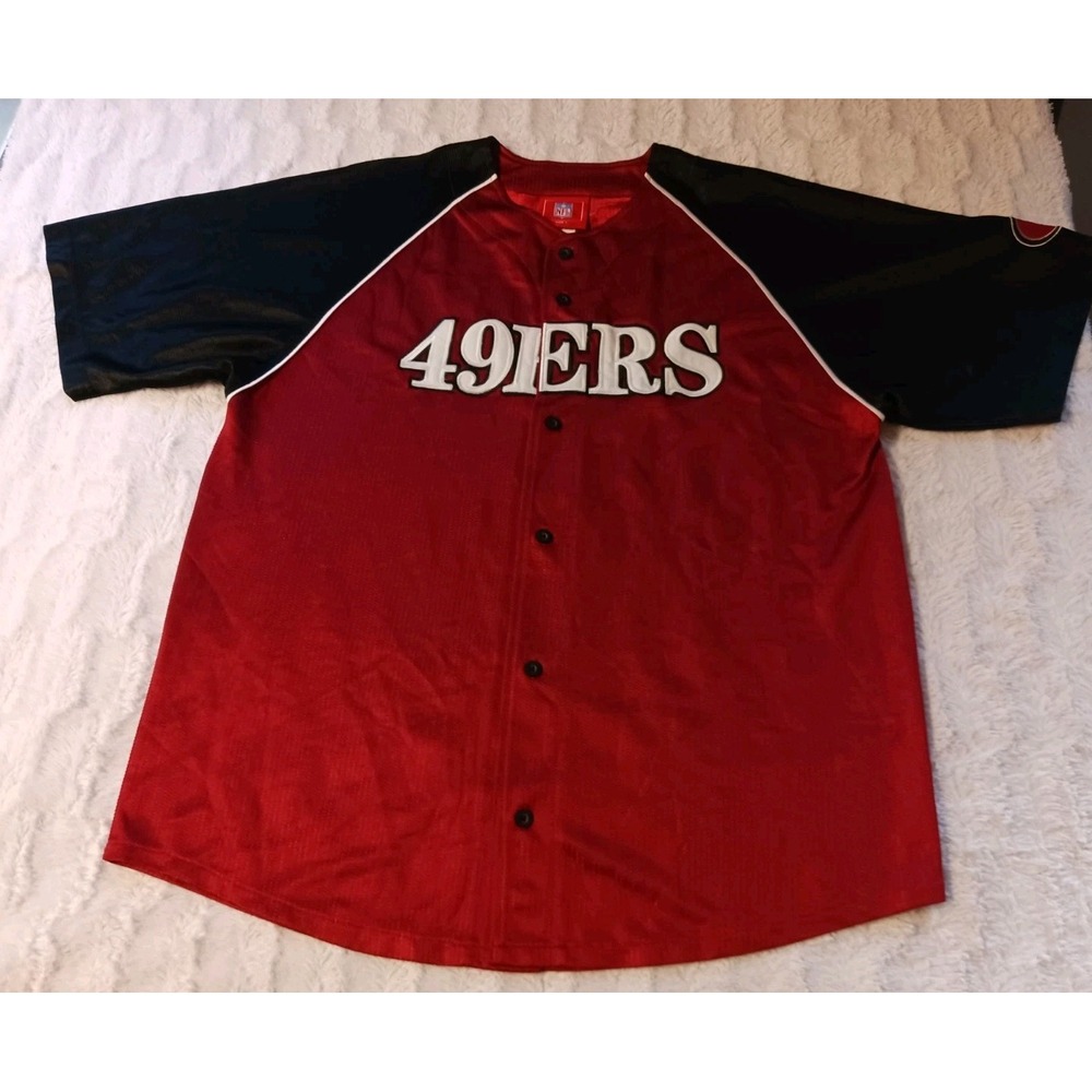 Vintage San Francisco 49ers Baseball Jersey Mens Large NFL Button Front Stitched